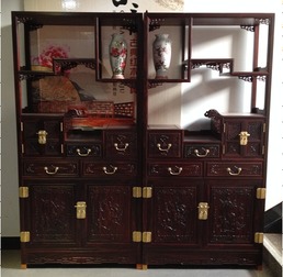 鈺品紅木家具 精選闊葉黃檀象頭博古架，盡顯東方雅韻